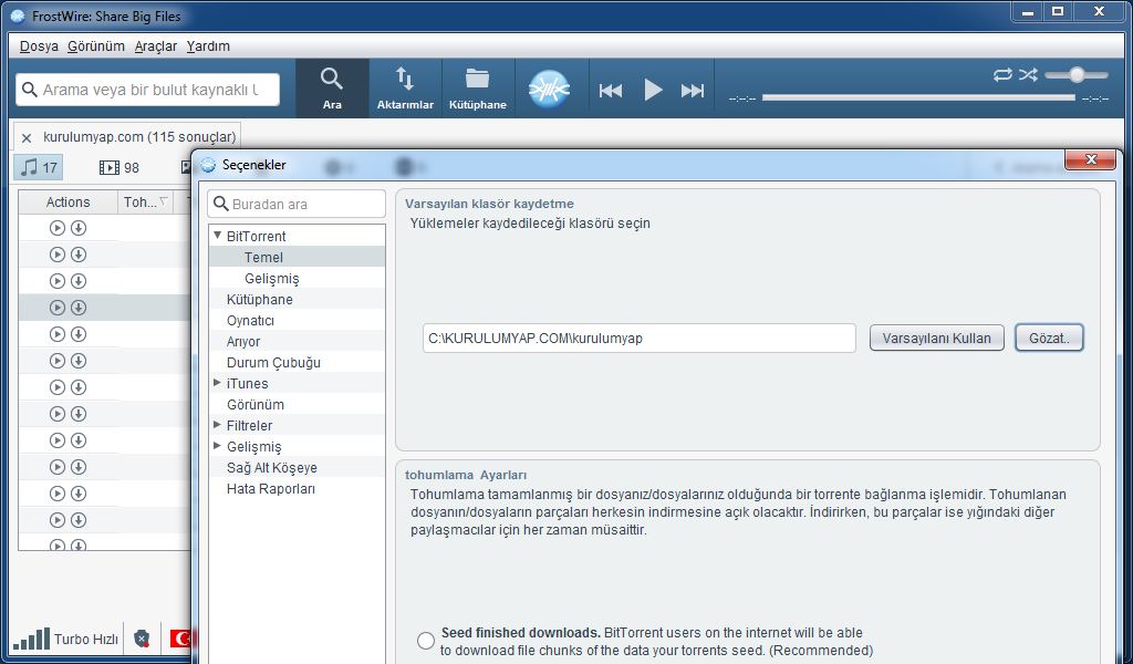 Frostwire ücretsiz indir